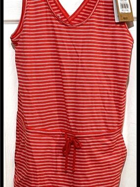 👤The North Face Coral Pink Striped Drawstring Romper NWT👤 COMFY